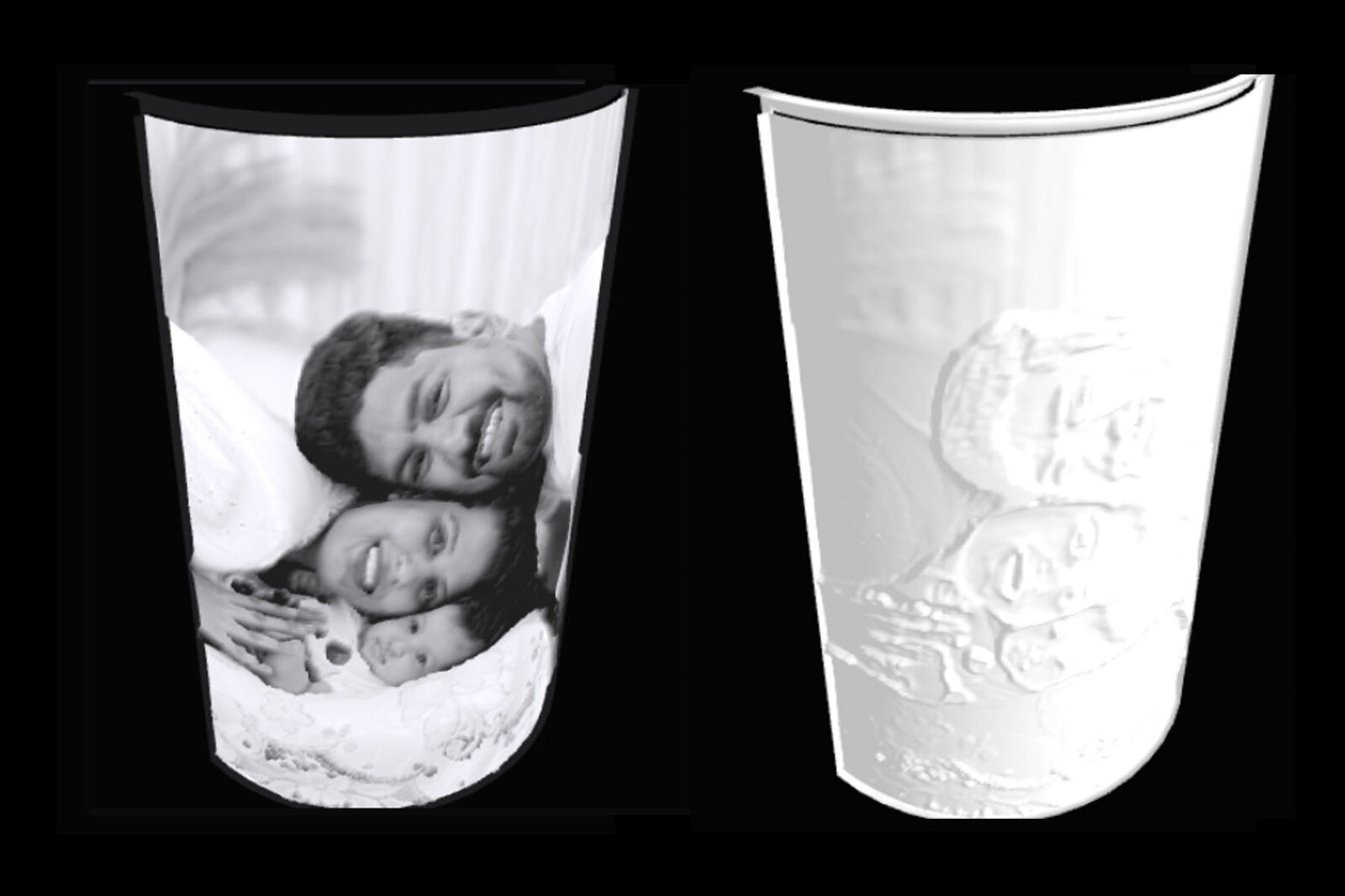Example lithophane photo — Flat / Straight shape,keychain