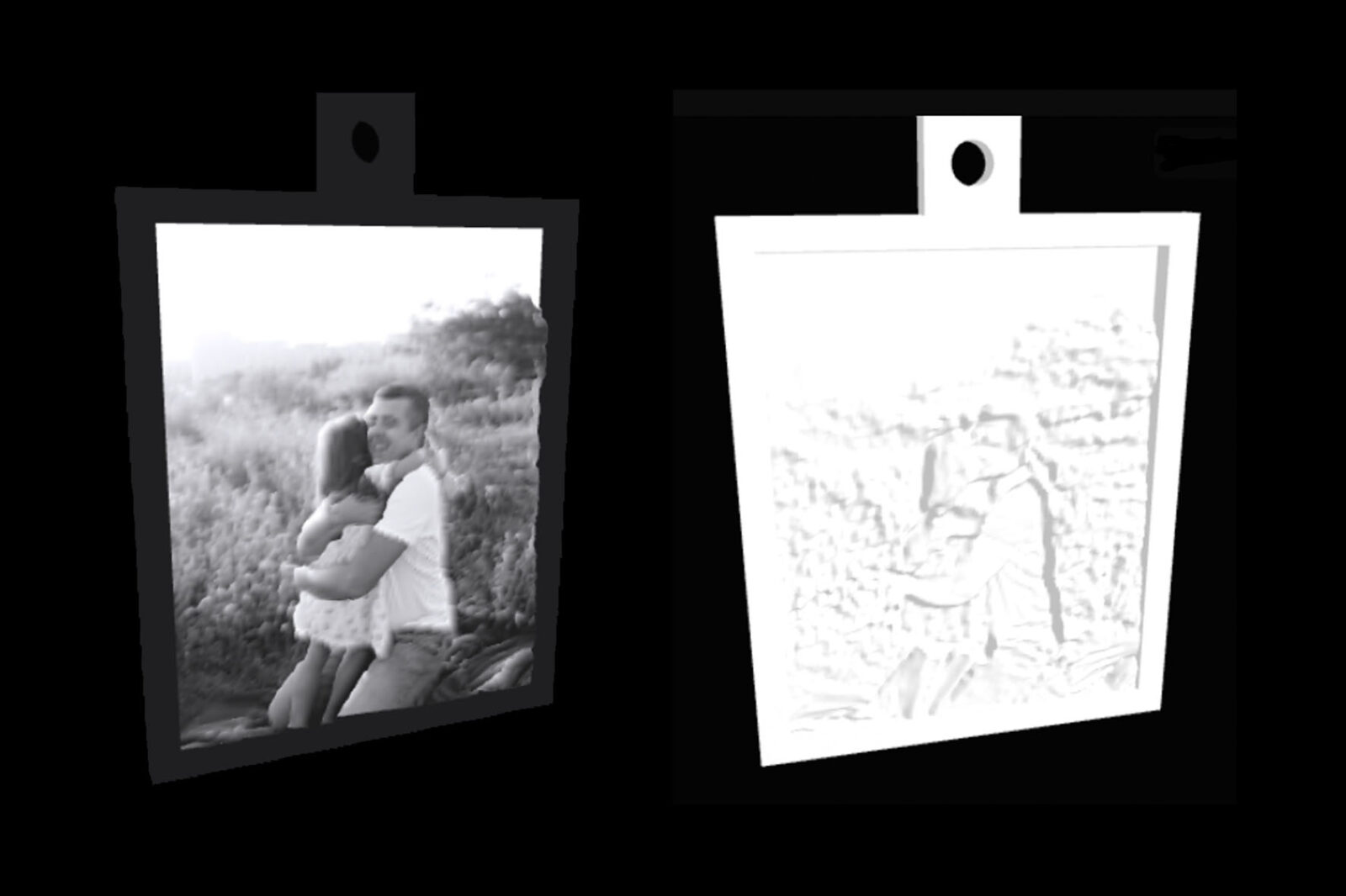 Example lithophane photo — Flat / Straight shape,keychain